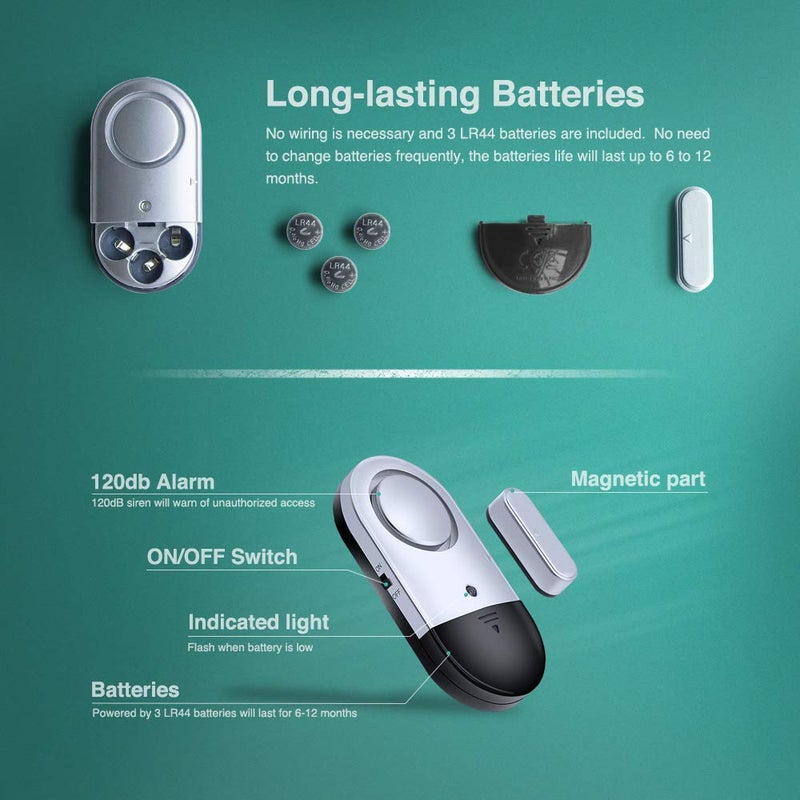 Flyoukki 120 DB Loud Door and Window Open Alarm Sensor 2 Pack for Kids, Dementia Patients Safety, Wireless Security Alarms Keep Your Home, Pool, Cabinet, Business Safe - Image 3